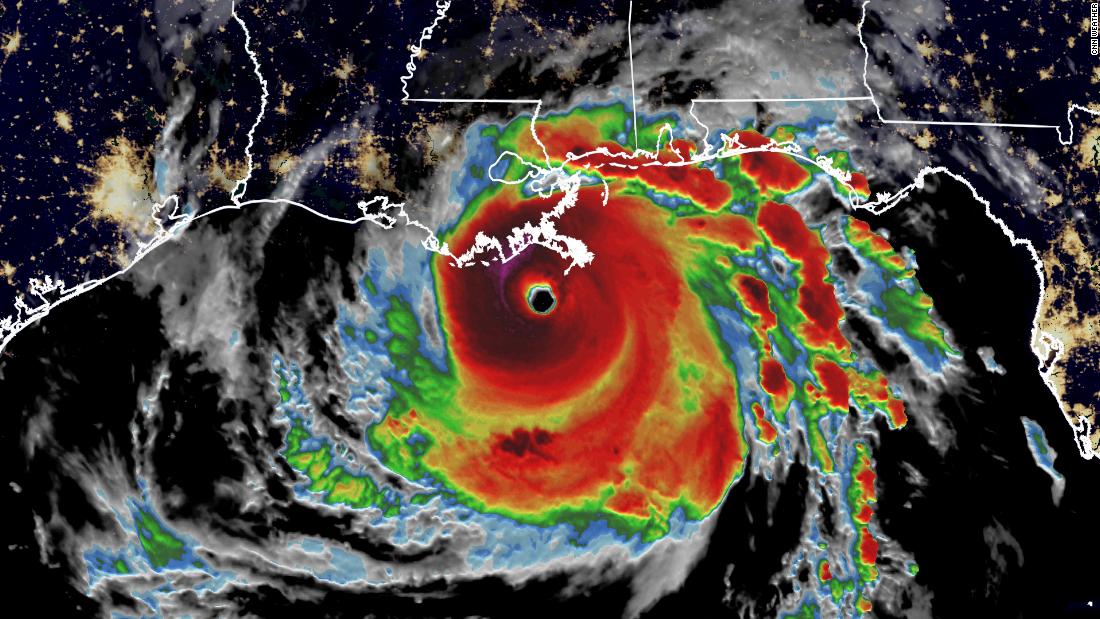 The powerful storm has sustained winds of 150 mph, just 7 mph shy of a Category 5 storm. It is expected to make landfall in Louisiana this afternoon.